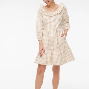 This NWT J. Crew (Factory) Seersucker Ruffleneck Mini Dress